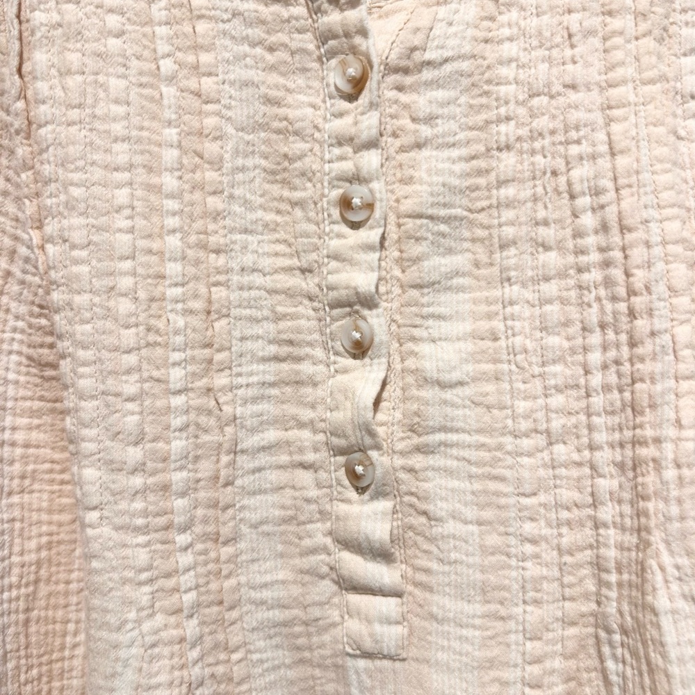 Wonderly Cotton Gauze Beach Cover Up Dress Large Beige Resort Coastal Pockets - Picture 4 of 12